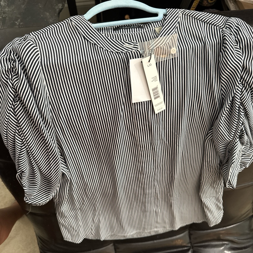 Elegant Black and White Striped Blouse
